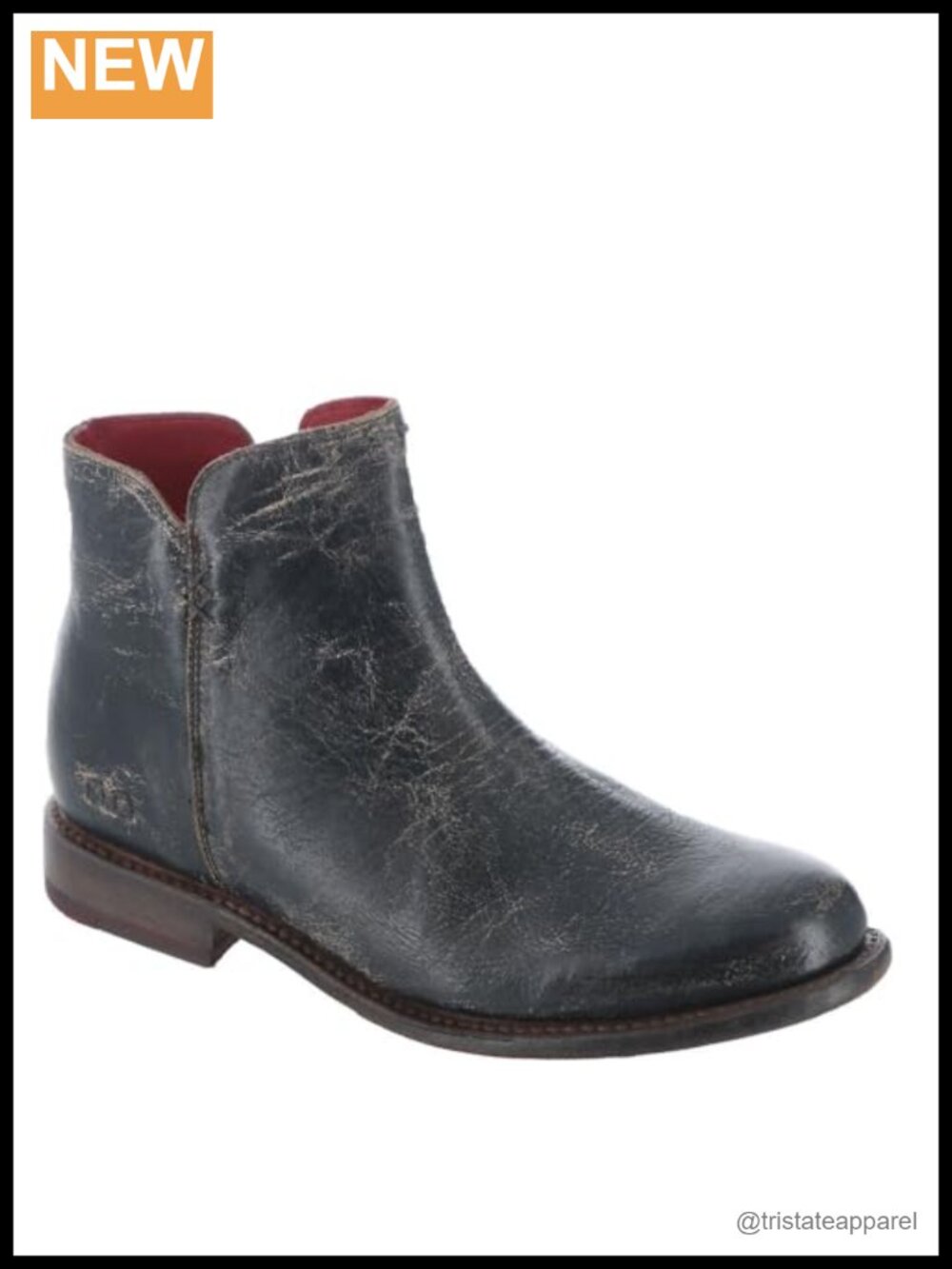 Leather Ankle Booties Zip Closure Low Heel Round Toe